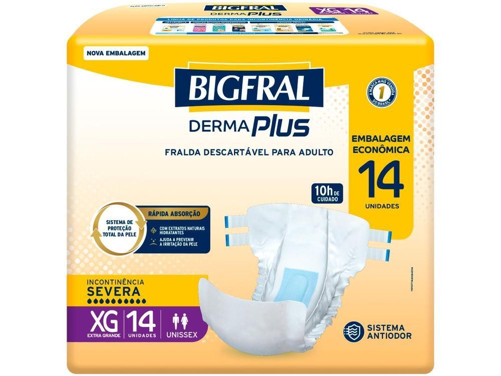 Fralda Descartável para Adulto Bigfral DermaPlus XG